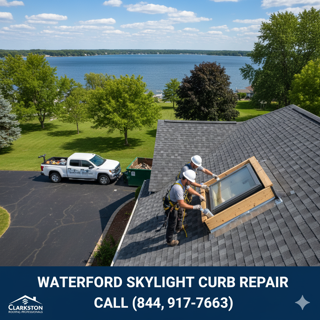 Waterford skylight curb repair near Cass Lake, Oakland County, MI. Call (877) 825-6789.