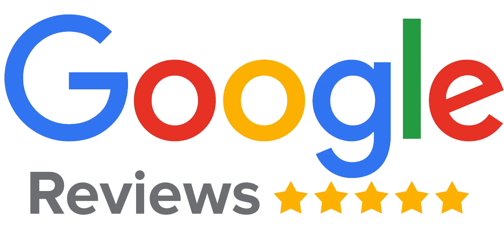 Google wordmark in its signature colors with a gray bar and five orange square tiles beneath it