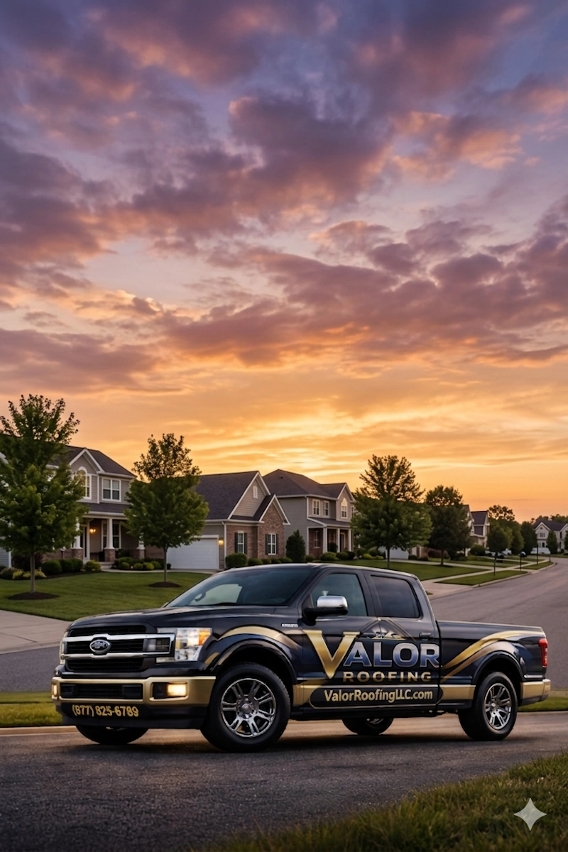 Valor Roofing White Truck