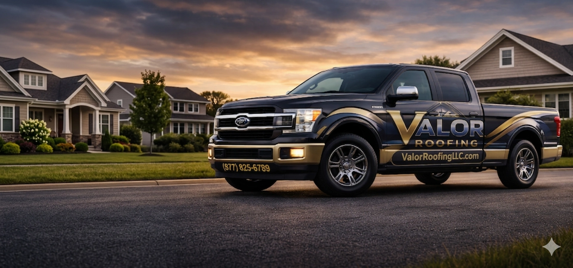 Valor Roofing White Truck