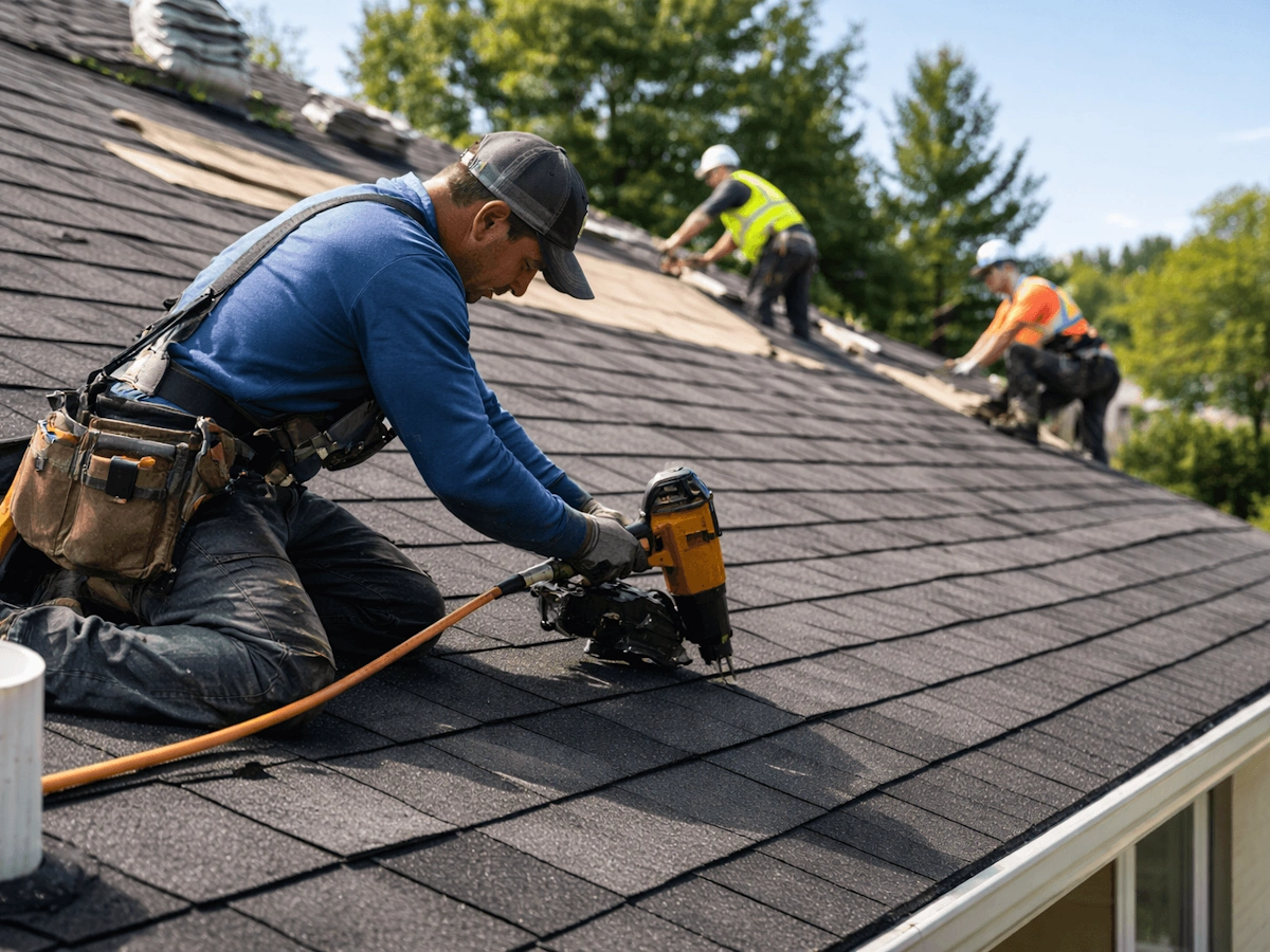 Valor Roofing inspecting an asphalt shingle roof in Southeast Michigan